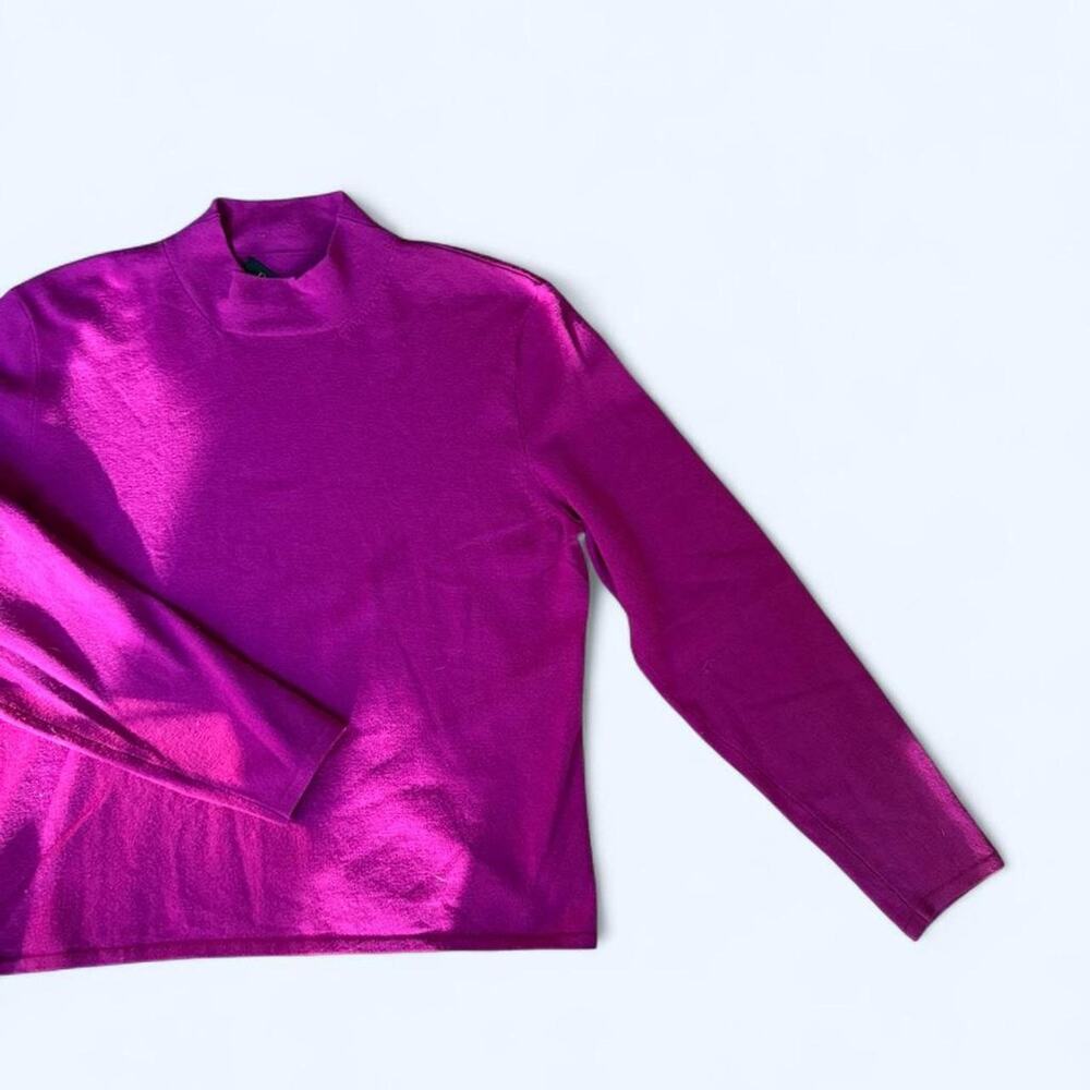 Dana Buchman (discontinued brand) Y2K Era High Neck Wool Blend Long Sleeve